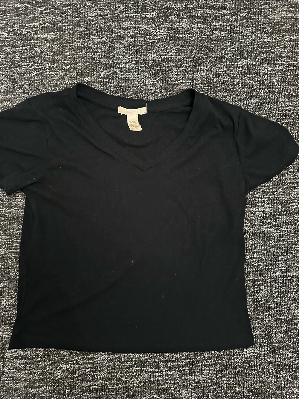 Full tilt Women's Black V-Neck Short Sleeve Top